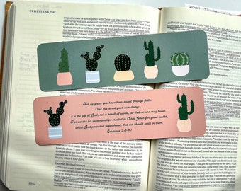 Cactus Ephesians 2:8-10 Bookmark | Size 2"x7" | Plants, Cactus | Grace Verse Bible Memorization Cards