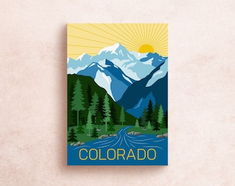 Colorado Travel Postcard Print | Travel Adventure | US State | Illustration Mountains | Souvenir | Gift | Decor