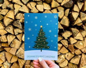 Dreaming of a White Christmas Cards | 5"x7" Flat Cards with White Envelopes | Christmas Greeting Cards Gifting