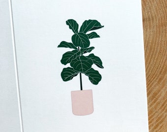 Fiddle Leaf Fig Greeting Card | Plant Trees Illustrated | Blank Card | A2 | Any Occassion