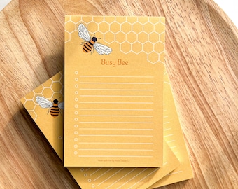 Busy Bee Notepad | Bee Honeycomb List Taking Notes Illustration Yellow Color