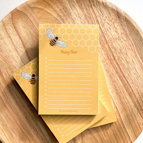 Fleißige Biene Notizblock | Bienenwabenliste Notizen machen Illustration Gelb Hexagon Geometrische Geschenke Organisatorische Listen