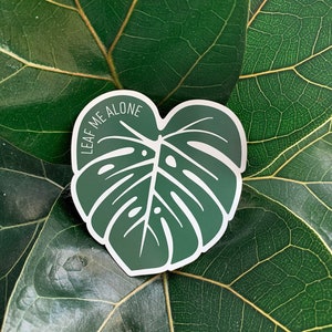 Leaf Me Alone Monstera Magnet Unique Shape in Color Puns Illustration Car Refrigerator Decoration Magnets image 3