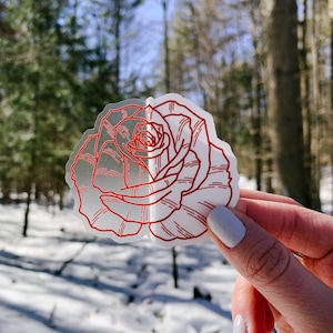 Red Rose Clear Sticker | Flower Floral Cute Gifts Weatherproof Illustrated Laptop Water Bottle Decor Accessories
