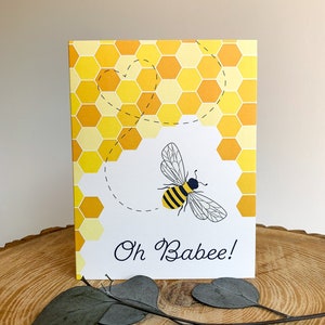 Oh Babee Greeting Card Illustration Bee Baby Shower Greeting Card Pun Card Blank Card A2 Any Occasion Greetings image 6