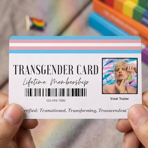 Personalisierte Transgender Karte - Benutzerdefiniertes Foto & Name Pride ID - Geschenk Gag