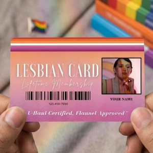 Tarjeta lésbica personalizada - Cartera de aluminio para identificación del orgullo LGBTQ - Regalo de broma