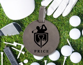 Personalized Golf Bag Tag - Custom Leather Golf Name Tag, Anniversary Gift for Him, Groomsman Golf Gift, Tee Holder, Father’s Day, Birthday
