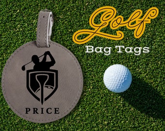 Personalized Golf Bag Tag - Custom Leather Golf Name Tag, Anniversary Gift for Him, Groomsman Golf Gift, Tee Holder, Father’s Day, Birthday