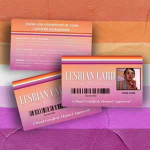 Lesbian Pride Card - gecertificeerde flanelkaart - LGBTQ-cadeau aangepaste foto - grappige en bevestigende aluminium portemonneekaart - 2,1 x 3,4