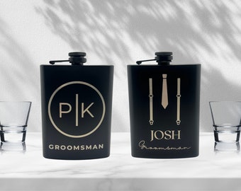 Custom Engraved Flask for Groom, Groomsmen, Best Man - Personalized Flask - Groomsman Gift, Bachelor Party Favor, Wedding Gift Idea