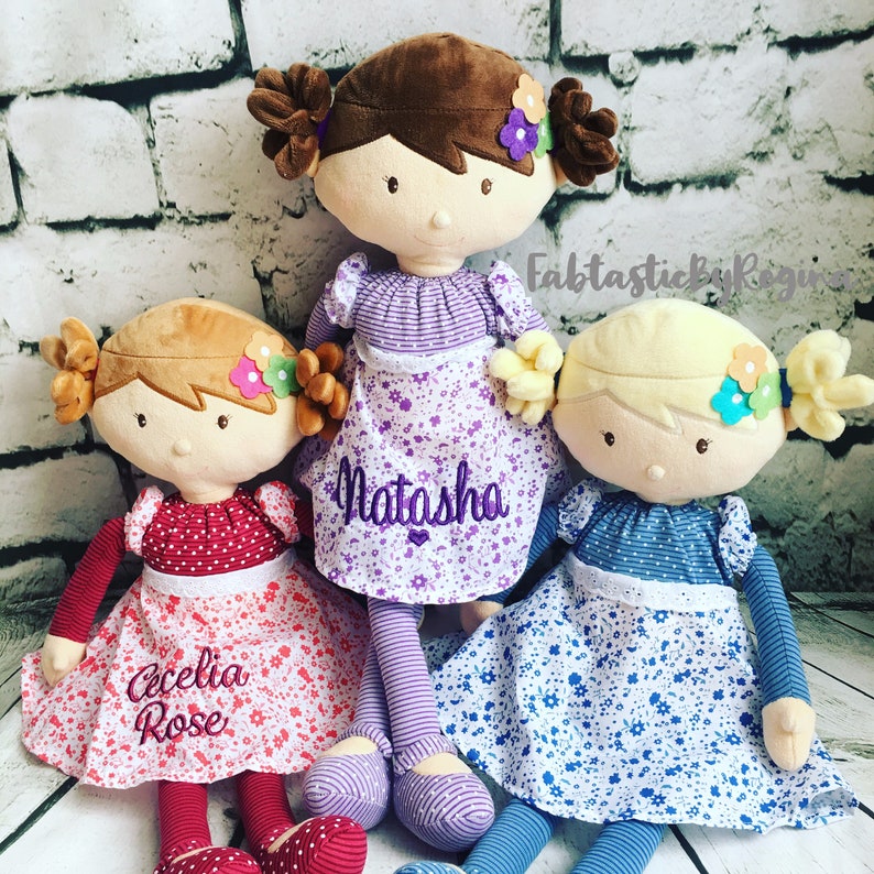 Keepsake Doll Cloth Doll Purple Brunette Rag Doll image 4