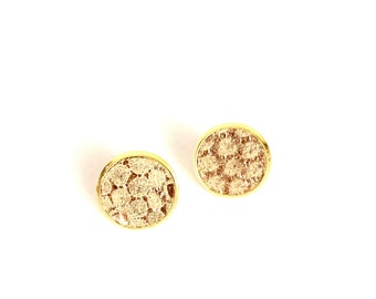 Rose Gold Snakeskin Studs, Genuine Leather Studs