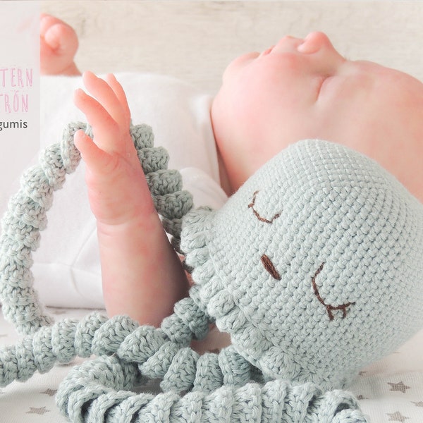 Jellyfish crochet pattern octopus amigurumi pattern, newborn toy crochet pattern premature baby crochet pattern, doudou crochet pattern