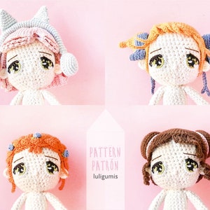 Crochet Doll Pattern: Amigurumi Body & Hairstyles (PDF Pattern)