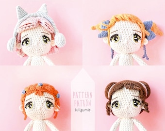 Crochet pattern doll amigurumi crochet pattern hairstyles for doll body crochet eyes pattern toy