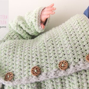 Bear ears baby crochet hoodie pattern, baby crochet hooded cardigan pattern, baby crochet jersey pattern, newborn cardigan crochet pattern image 9