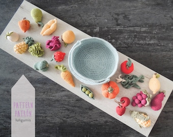Crochet Fruits and Vegetables Pattern: Montessori Play Food (PDF Pattern)