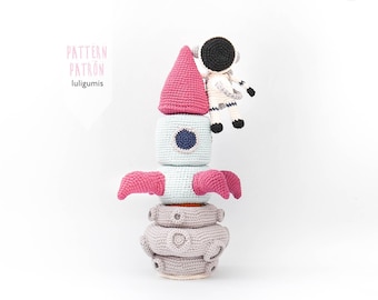 Crochet toy pattern stacking rings crochet space rocket moon pattern baby toy crochet pattern toy space crochet pattern astronaut