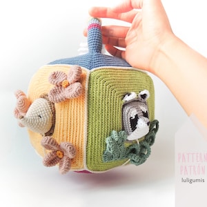 Animals activity cube crochet pattern sensory toy woodland toy amigurumi pattern didactic cube, educational Montessori toy pattern Waldorf