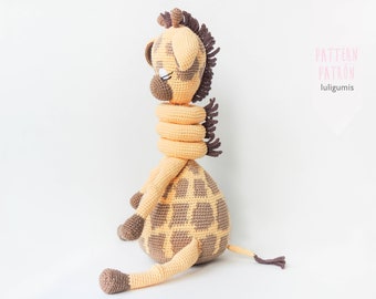 Baby stacking rings crochet pattern giraffe amigurumi safari educational toy for babies, baby activity toy crochet pattern giraffe