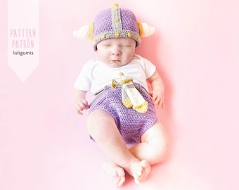 Patrón de crochet para accesorios vikingos para recién nacidos