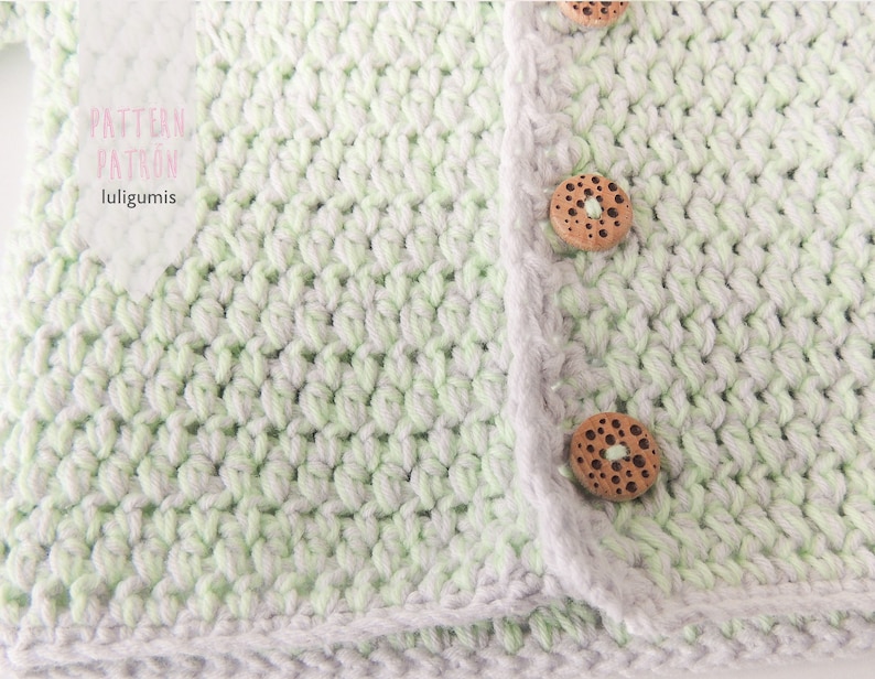 Bear ears baby crochet hoodie pattern, baby crochet hooded cardigan pattern, baby crochet jersey pattern, newborn cardigan crochet pattern image 7