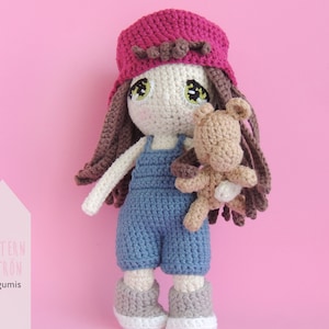 Doll crochet pattern, doll amigurumi pattern, embroidered eyes doll crochet pattern, toy doll crochet pattern, toy amigurumi pattern