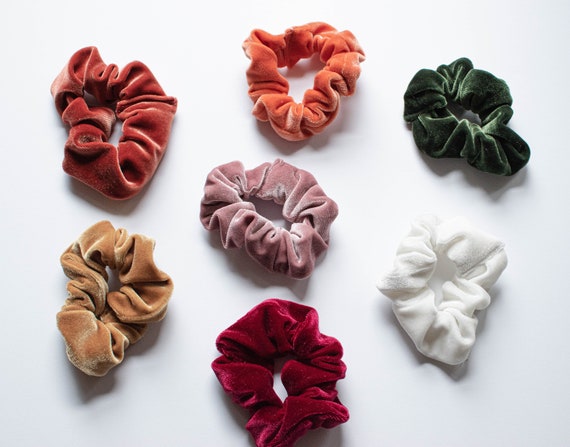 Velvet Scrunchie, Hair Scrunchie, Cute Hair Accessories, Fall Wardrobe, Velvet Fabric, Velvet Hairband, 90's Style, Bachelorette Gifts