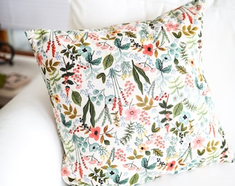 Rifle Paper Co. Floral Canvas Throw Pillow, Accent Decor, Indoor/Outdoor Throw Pillow