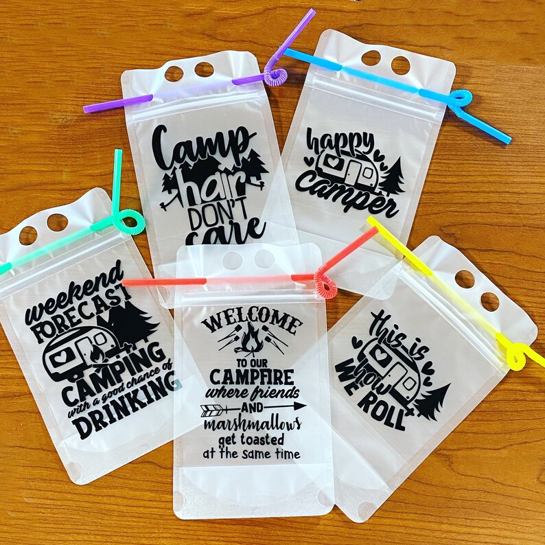 Camping Reusable Drink Pouches Set of 5 Etsy