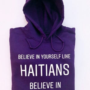 Haitian hoodie purple and white