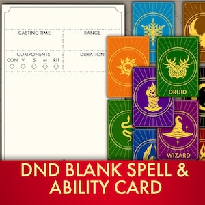 Plantillas de cartas de hechizos y habilidades personalizadas para imprimir en DnD / Plantillas para imprimir en Dungeons and Dragons / Herramientas de DM / Descarga digital