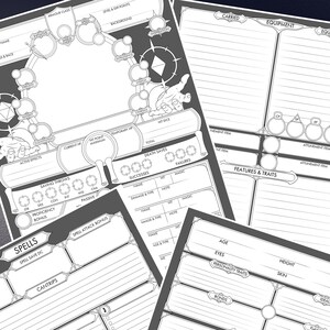 D&amp;D 5E Character Sheets DND Sheet PDF for Dungeons and Dragons 5th ...