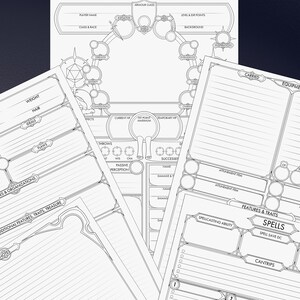 D&amp;D 5E Character Sheets DND Sheet PDF for Dungeons and Dragons 5th ...