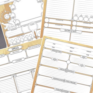 D&amp;D 5E Character Sheets DND Sheet PDF for Dungeons and Dragons 5th ...