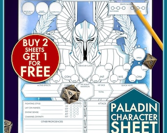 DND 5E Sheet PALADIN - DnD Character Sheets - PDF for Dungeons and Dragons 5th Edition