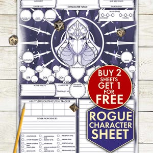 Rogue Class DND 5E-blad - D&D-bladen karakters - afdrukbare pdf Dungeons and Dragons