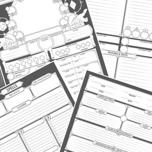 D&amp;D 5E Character Sheets DND Sheet PDF for Dungeons and - Etsy