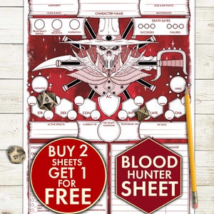 DnD 5E Blood Hunter Character Sheet -  D&D Printable PDF, DM GM Tools