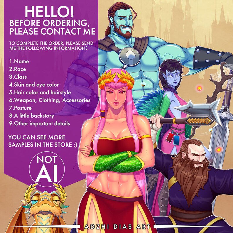 Custom DND Character commission art