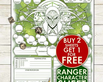 Scheda personaggio D&D 5E - Schede personaggio Ranger D&D - PDF stampabile Dungeons and Dragons 5a edizione