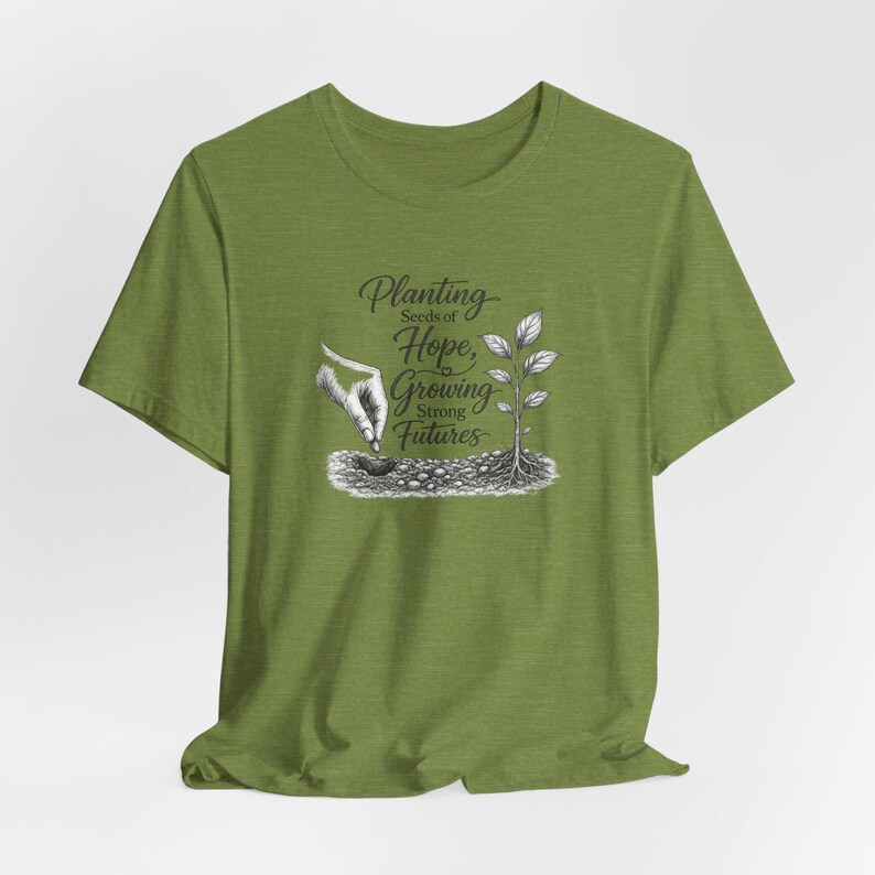 Planting Seeds Hope Growing Futures Graphic Tee, Gardening Illustration Shirt image 9