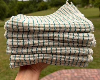 Set of 6 Worlds Best Amish Store Dishcloths Teal and White