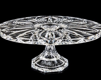 Vintage Crystal Cake Stand Server By Block Wyndham Pattern Heavy Thick 13”