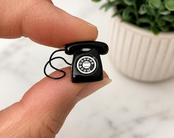 Miniature Metal Retro Black Phone
