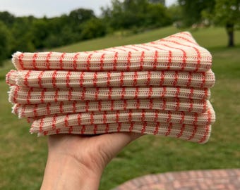 Set of 6 Worlds Best Amish Store Dishcloths Orange and White