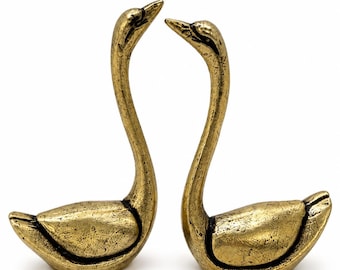 Miniature Brassy Swans Set of 2
