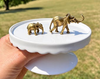 Set of Miniature Brass Mama Elephant and Baby