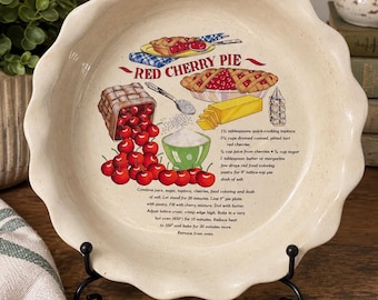 VintageRed Cherry Pie Ceramic Pie Plate Dish Vintage 1975